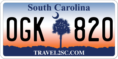 SC license plate OGK820
