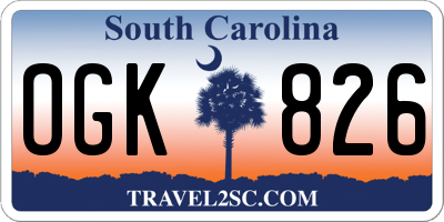 SC license plate OGK826