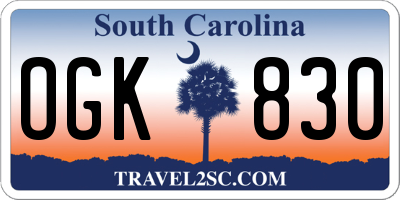SC license plate OGK830