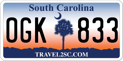 SC license plate OGK833