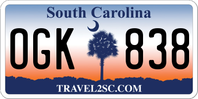SC license plate OGK838