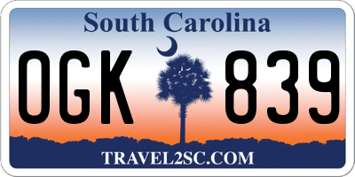 SC license plate OGK839