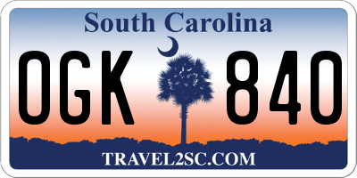 SC license plate OGK840