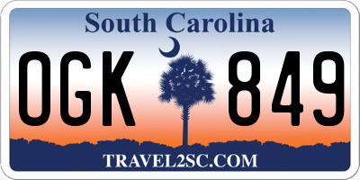 SC license plate OGK849