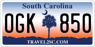SC license plate OGK850