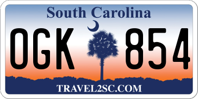 SC license plate OGK854