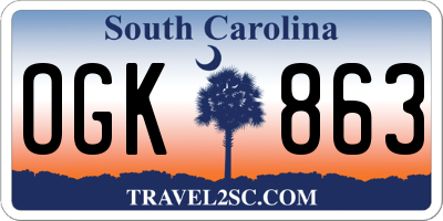 SC license plate OGK863