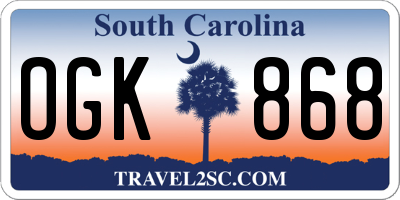 SC license plate OGK868
