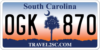 SC license plate OGK870