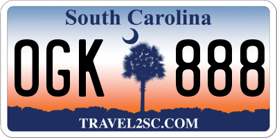 SC license plate OGK888