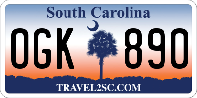 SC license plate OGK890