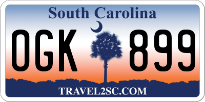 SC license plate OGK899