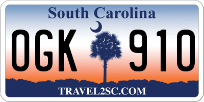 SC license plate OGK910