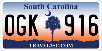 SC license plate OGK916
