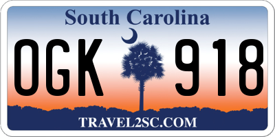SC license plate OGK918