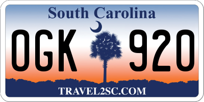 SC license plate OGK920