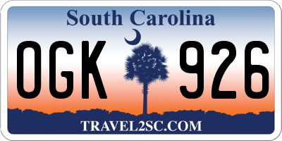 SC license plate OGK926