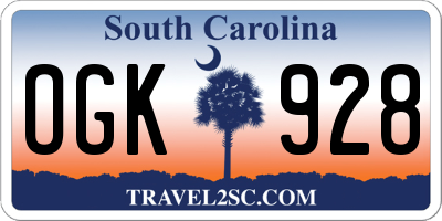 SC license plate OGK928