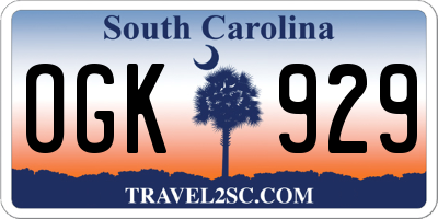 SC license plate OGK929