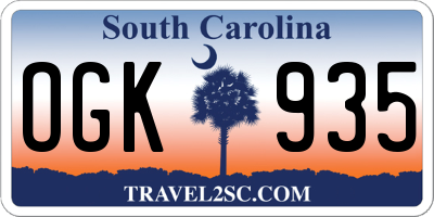 SC license plate OGK935