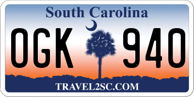 SC license plate OGK940