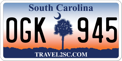 SC license plate OGK945