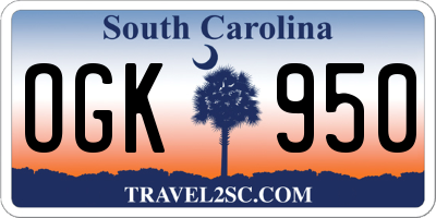 SC license plate OGK950