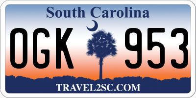 SC license plate OGK953