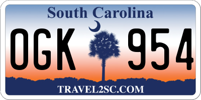 SC license plate OGK954