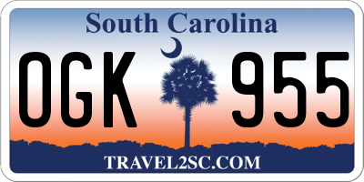 SC license plate OGK955