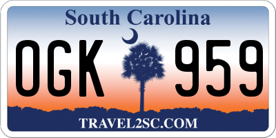 SC license plate OGK959