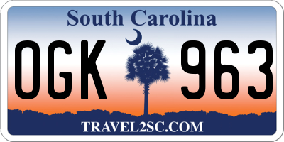 SC license plate OGK963