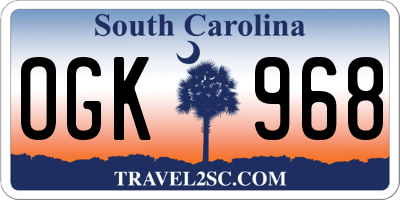 SC license plate OGK968