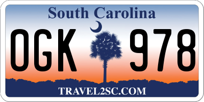 SC license plate OGK978