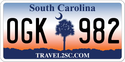 SC license plate OGK982