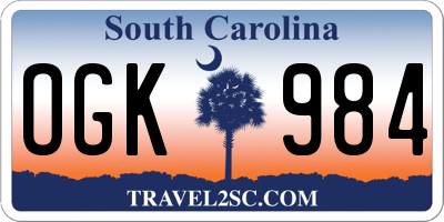 SC license plate OGK984