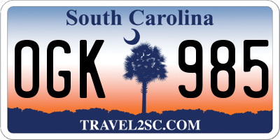 SC license plate OGK985