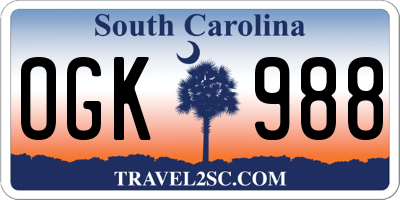 SC license plate OGK988