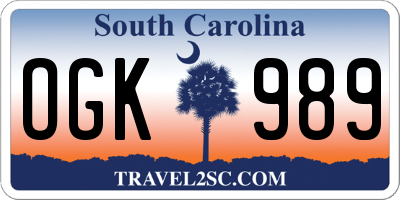 SC license plate OGK989