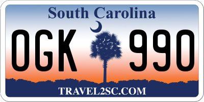 SC license plate OGK990