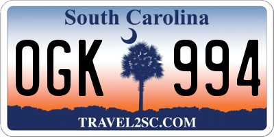 SC license plate OGK994