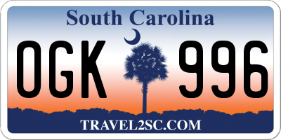 SC license plate OGK996