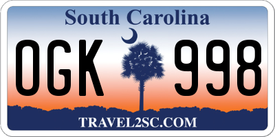 SC license plate OGK998