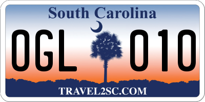 SC license plate OGL010