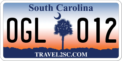 SC license plate OGL012