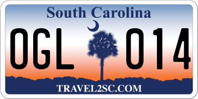 SC license plate OGL014