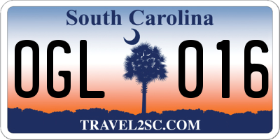 SC license plate OGL016