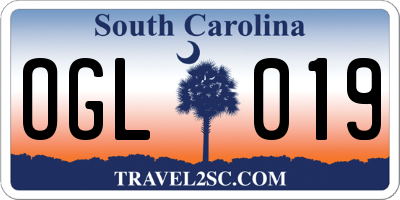 SC license plate OGL019