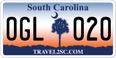 SC license plate OGL020
