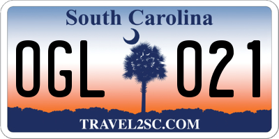 SC license plate OGL021